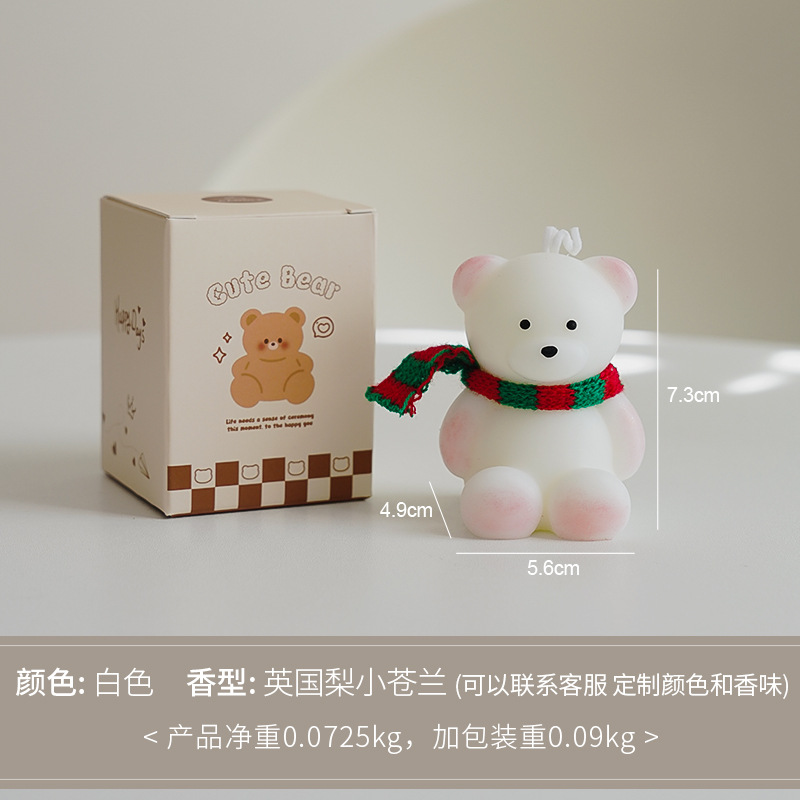 Bufanda oso incienso vela blanca (aroma: pera británica Little canglan)