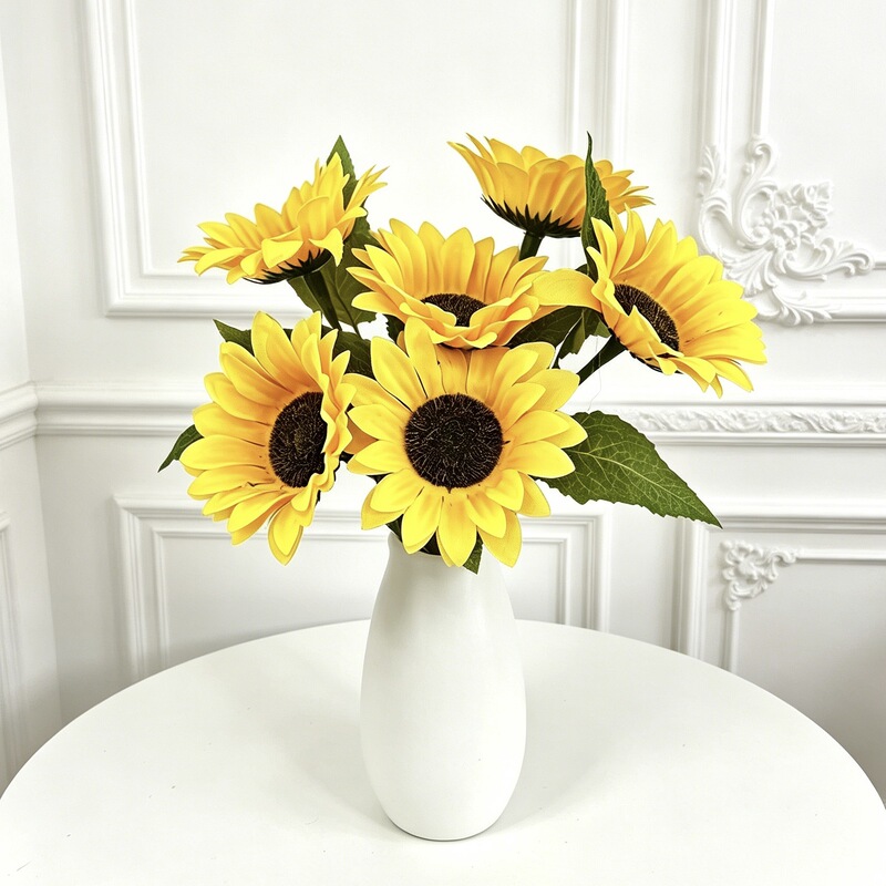 Cross-Border Wholesale Single Stem Sunflower Artificial Flower for Wedding, Home, Hotel Decoration, Outdoor Landscape Arrangement, and Flower Arrangement