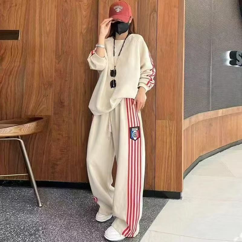 New Sports Suit Women Spring And Autumn Students Korean Version Loose Slimming Fashion Round Neck Sweatshirt Trousers_ecoleips.com