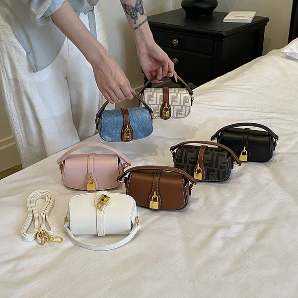 Cross-border European and American children's bag, patchwork color-blocking letter box bag, mini handbag, niche high-end girls' crossbody bag