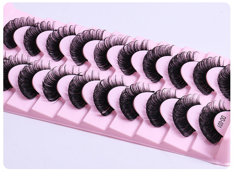 Nuevos 10 pares tresPestaas postizas curvadas de pelo de visn Artificial Dimensionalpicture5