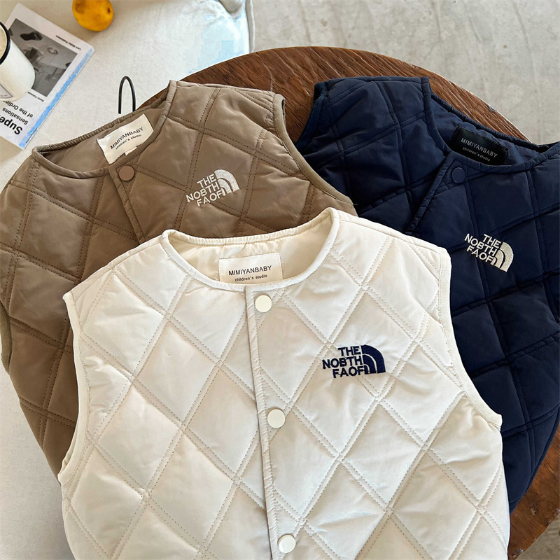 Limón salado siete niños otoño e invierno nuevos productos chaleco rombo japonés chaleco cálido chaqueta de chaleco acolchada para bebé estilo occidental