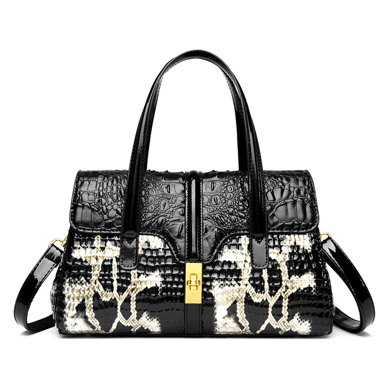 Bolso de mujer con patrón de cocodrilo transfronterizo 2023 nuevo color de contraste de moda europea y americana bolso de mujer bandolera portátil Boston Bolso de mujer
