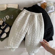 儿童夹棉裤子男童加厚黑色休闲裤棉裤2025秋冬季小男孩洋气保暖裤