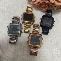 韓国tt大文字板tictoc電子時計男女夜灯LEDムーブメント時計時計時計バンドトレンド腕時計