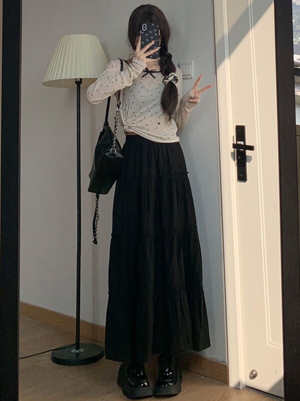 White Skirt for Women Spring & Fall 2025 New High-Waisted A-Line Skirt Umbrella Skirt Long Skirt Summer Petite Cake Skirt