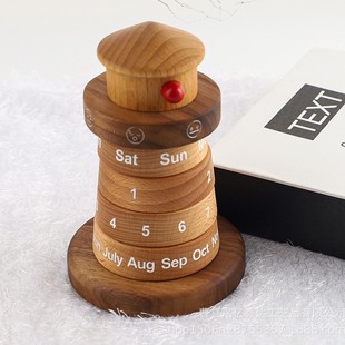 2024 Creative Transparent Perpetual Calendar Lighthouse Desktop Desk Calendar Wooden Ornaments Multifunctional Desk Calendar Office Batch