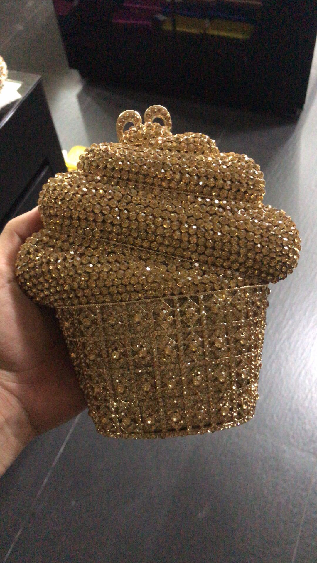 helados transfronterizos llenos de diamantes bolsas de banquete de cristal metal vacío bolsas de mano caja dura bolsas de maquillaje de mujer