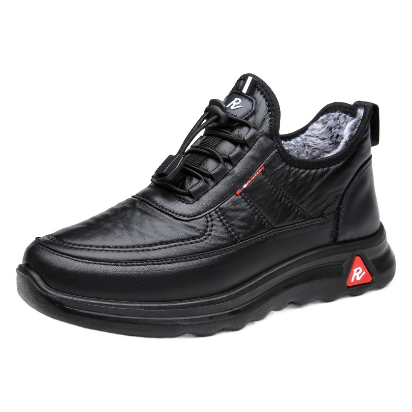 Invierno viejo Beijing zapatos de algodón de los hombres de algodón forrado de lana gruesa caliente antideslizante Noreste de mediana edad y ancianos a prueba de agua zapatos de papá viejo