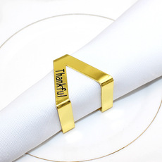 新款酒店金属餐巾扣菱形正方形餐巾环字母西餐厅简约口布圈