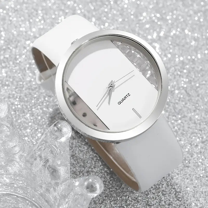 Men's Watches Foreign Trade Hot-Selling Couple Transparent Hollow Watches E-Commerce Live Broadcast Popular Watches Belt Quartz Watches