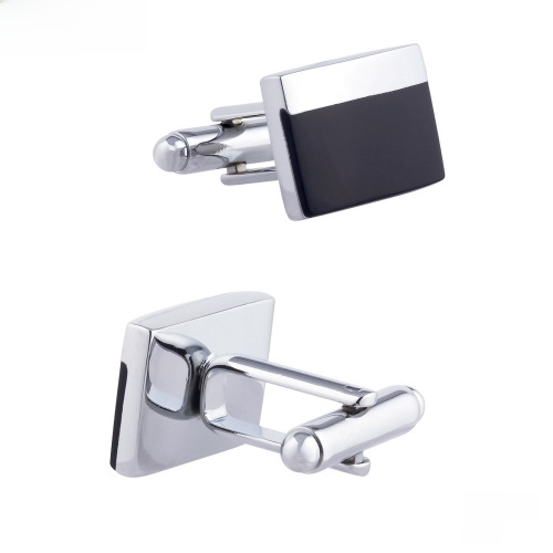 Rectangular black resin enamel metal tie clips for men, minimalist business French-style shirt tie clips wholesale