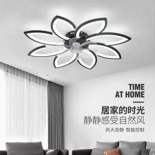 Cross-border ceiling fan lamp new mute living room bedroom ceiling fan lamp modern intelligent large wind lamp 110V