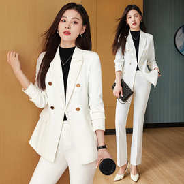 白色西装外套女2022秋冬韩版时尚气质小众休闲高端职业装西服套装