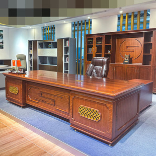 New Chinese Style Solid Wood Desk Boss Desk Executive Desk General Manager Chairman Ebony Wood High-End Desk Office