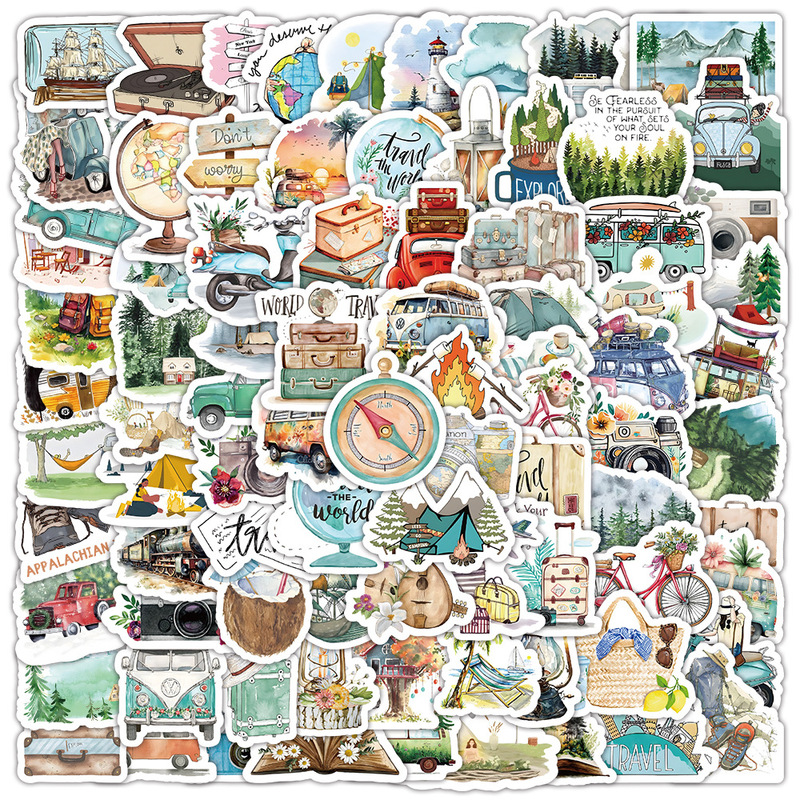 100 Must-Have Small Items for Outdoor Travel Graffiti Stickers DIY Creative Handbook Notebook Record Stickers Wholesale
