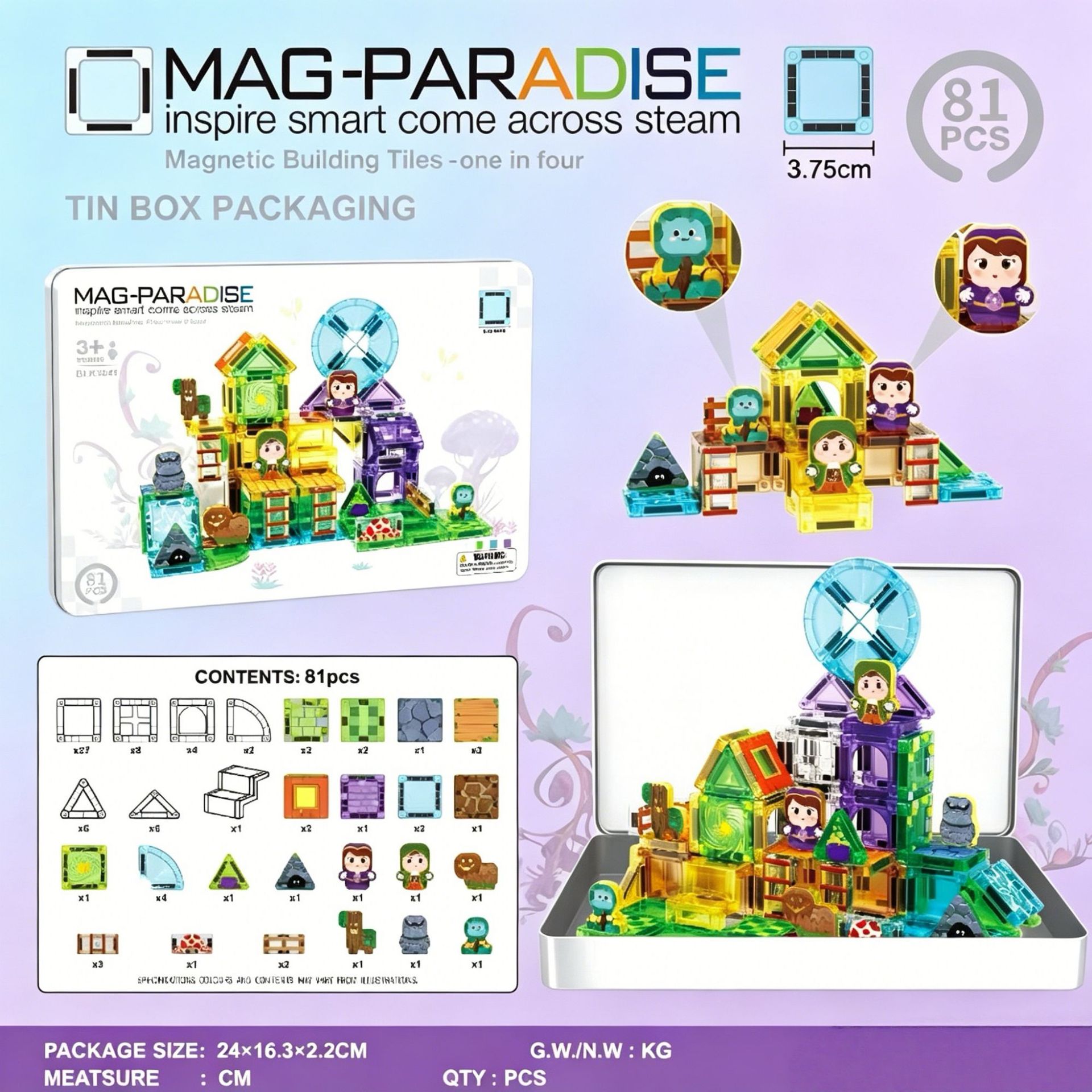 Transfronteriza portátil de bolsillo magnético 3,75 cm ingeniería de automóviles escena ventana magnética juguetes de puzzle para niños