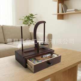 木质毛线支架针织钩编毛线架磁性悬浮线轴架实木可旋转纱线架