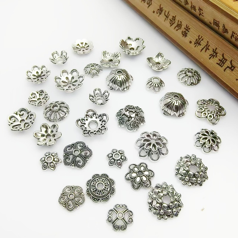Xizang silver flower holder spacer with beads spacer spacer bracelet bead gasket diy cross-border jewelry accessories