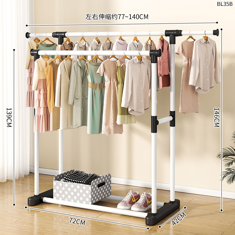 Percha de gorras para el suelo doméstico dormitorio móvil ropa crema simple dormitorio percha de ropa percha de secado percha vertical