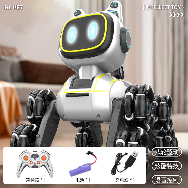 新型の八輪の特技の犬のリモコンのロボットの犬は腕を振って変形して車の男の子の電子ペットのおもちゃのリモコンの車に登ります。|undefined