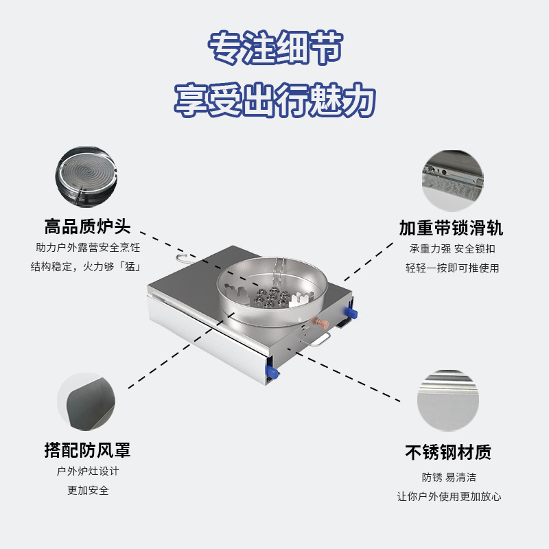 Cocina y baño Guangrun RV Camper Mini Estufa de extracción Estufa de fuego de un solo ojo GR-C008B