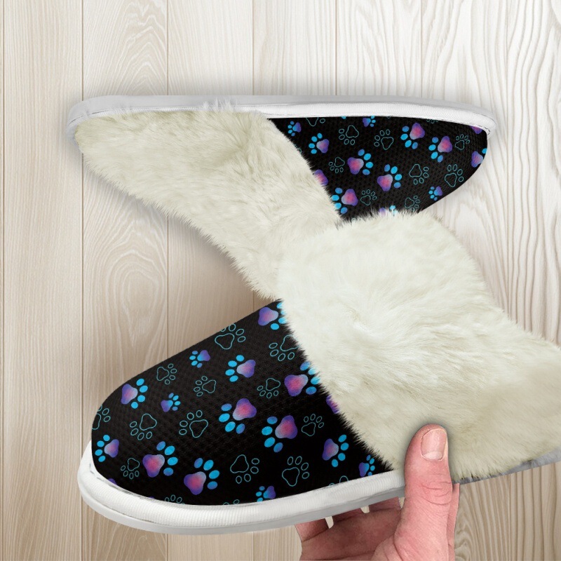 A minimum order Amazon Christmas dog with burr cotton mop floral golf printed home cotton shoes warm