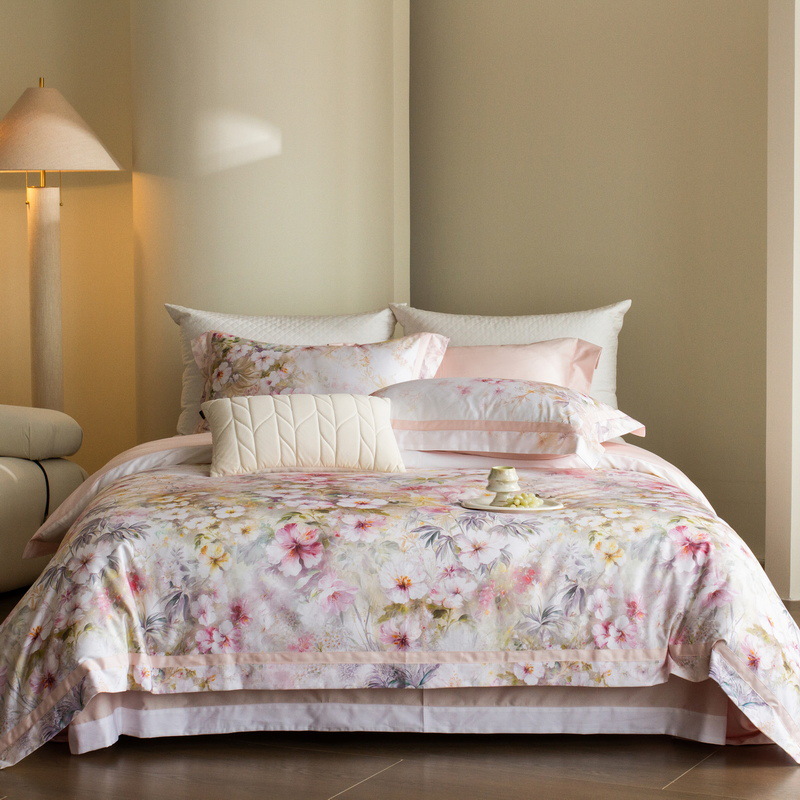 American 60-Count Cotton Long-Staple Cotton Floral Digital Printing Bedding Four-Piece Set High-End Quilt Cover Bedding