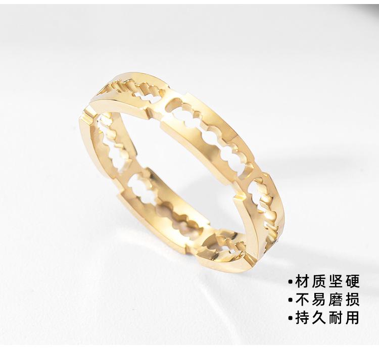 PVD Coated 18K Gold Real Gold Plated Geometric 304 Stainless Steel Simple Style Waterproof Non Tarnish Rings display picture 22