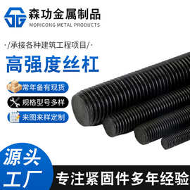 厂家供应高强度丝杠黑色螺纹杆高强镀锌牙条外贸丝杆1米3米现货