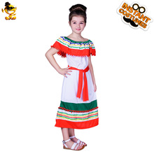 兒童連衣裙 墨西哥風情 女孩舞台表演服裝 萬聖節狂歡節服裝