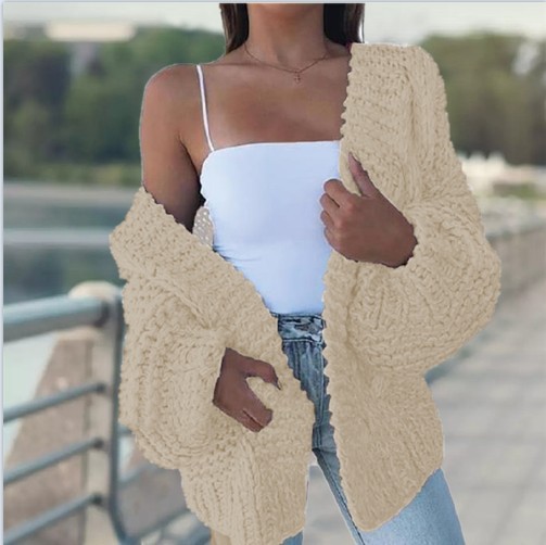 AliExpress Comercio exterior nuevo cardigan Batwing suéter de manga larga felpa suelta más tamaño prendas punto desgaste exterior superior