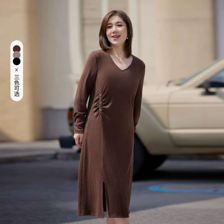 Тонкое шоу 2023 зима, новая женская одежда больших размеров, пухлая девушка, дизайн, индивидуальное плиссированное платье с разрезом, верхняя одежда