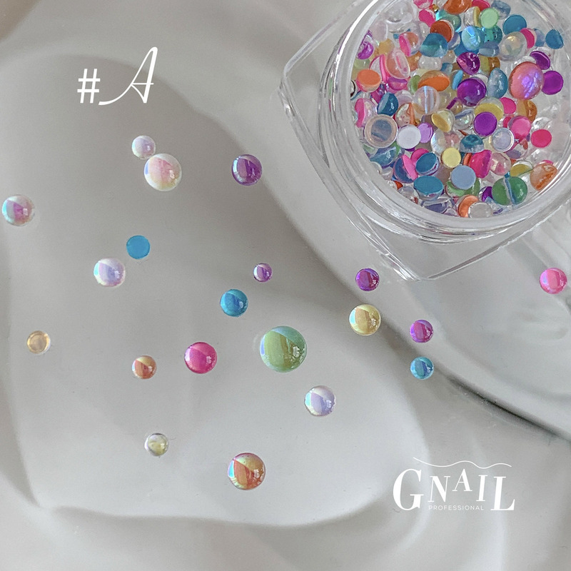 Mermaid Bubble Beads Colorful Mixed Nail Art Diamond Crystal Aurora Flat Bottom Semi-Circle Beads Candy Macaron Nail Decoration