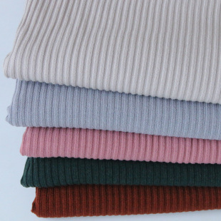 300g Knitted Ribbed Pit Clothing Knitted Fabric Rayon Polyester Spandex Stretch Women's Dress Fabric
