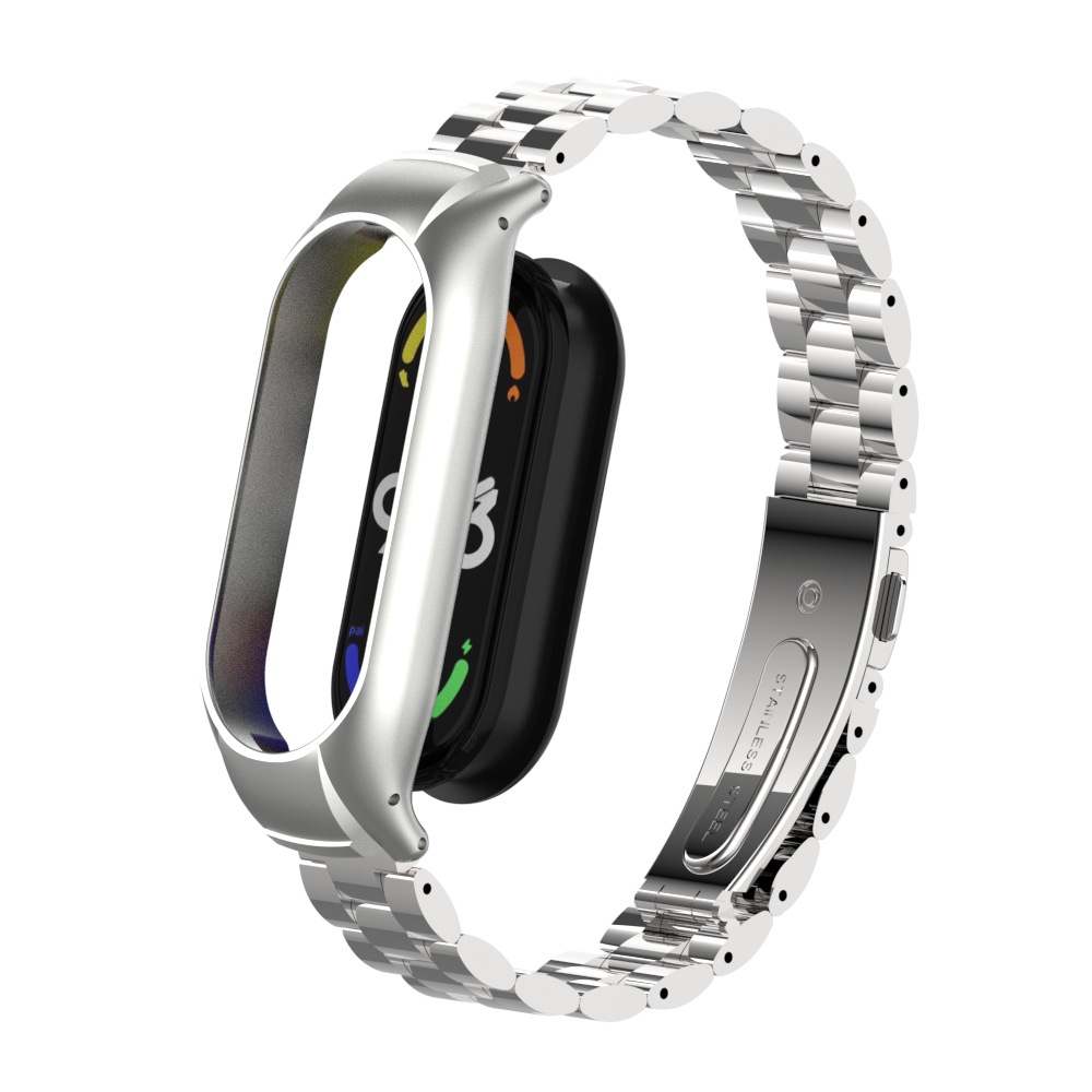 holdmi适用小米手环7金属表带 miband7 金属表框 实心三珠表带