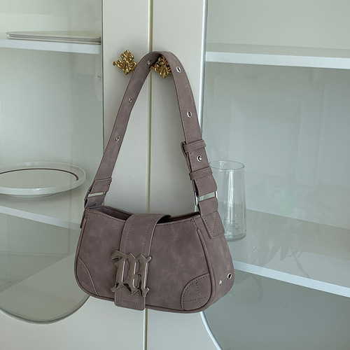  spring and summer new niche bag women's retro suede baguette bag shoulder handbag millennium hot girl armpit bag