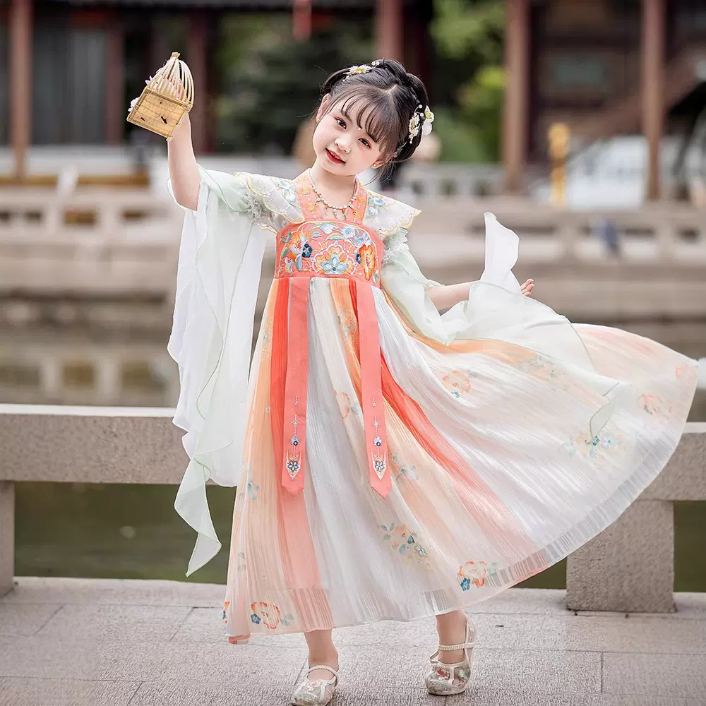 超仙飘逸儿童汉服襦裙2025新款女童古风唐装公主连衣裙花仙子夏季