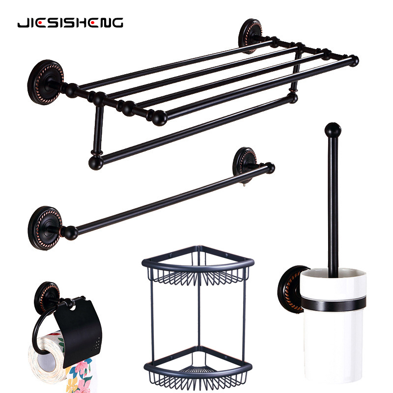 Cross-Border American Black Ancient Brass Twist Towel Rack Bathroom Towel Rack Toilet Hardware Bathroom Pendant Set