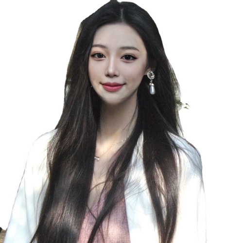 Xiaohongshu's same European and American wig for women with long hair, middle-parted bangs, simulated silk black long straight headband, large quantity