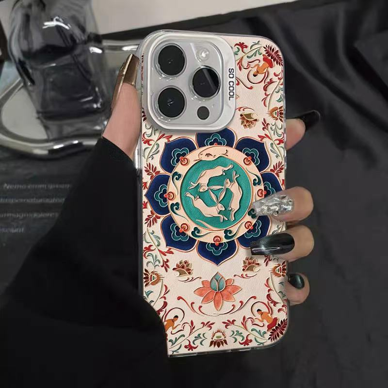 Nuevo estilo étnico retro adecuado para iPhone 16 funda para teléfono móvil Apple 15promax/14/13pro/12 personalidad