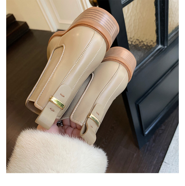 Cizme până la genunchi, blană artificială, sintetice, elegante, boeme, toc stiletto, vârf pătrat, vârf ascuțit, cataramă, cizme de zi cu zi, fără mâneci_voghion.com