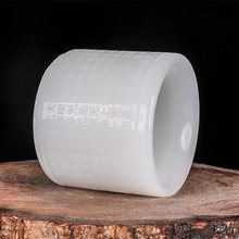 新疆白玉扳指羊脂玉般若波罗蜜心经和田玉戒指男款扳指