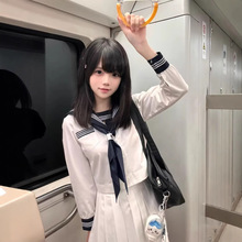 jk制服学院风套装春夏长短袖款上衣绀领白三本基础款水手服全套