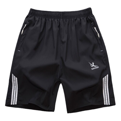 Summer sports shorts men's loose five-quarter pants men's three-stripe quick-drying ice silk casual pants large pants beach pants
