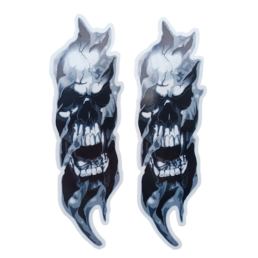 Pegatinas de calaveras grandes, calcomanías de calaveras fantasma, pegatinas amortiguadoras para motocicletas Harley-Davidson.