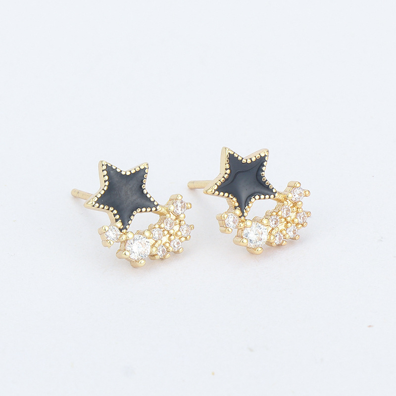 Fashion Geometric Star Eye Copper Ear Studs Zircon Copper Earrings