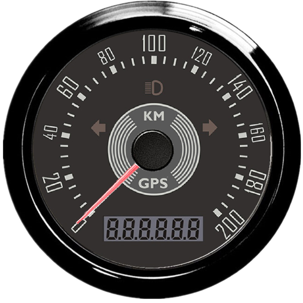Universal – automobile instrument Speedometer Odometer Adjustable - black-dial-black-bezel-200kmh