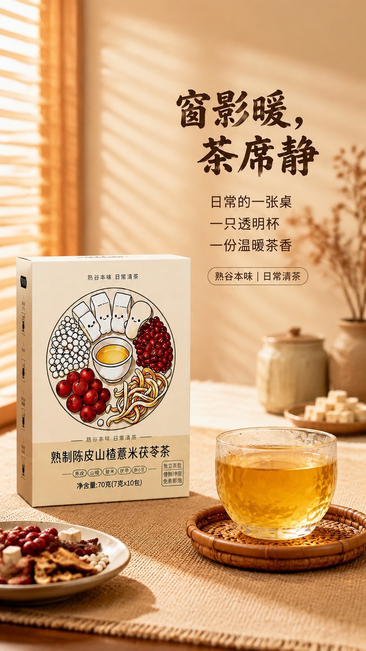 Coix Seed Poria Tangerine Peel Hawthorn Tea Bags 70g Sugar Free Daily Wellness Brew key features