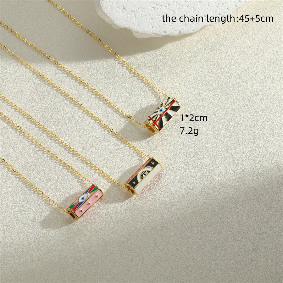 Collier avec pendentif œil du diable dégoulinant, chaîne de clavicule, collier de conception de paume hexagonale de mode de niche_voghion.com